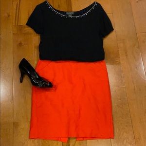 J crew cotton orange pencil skirt size zero
